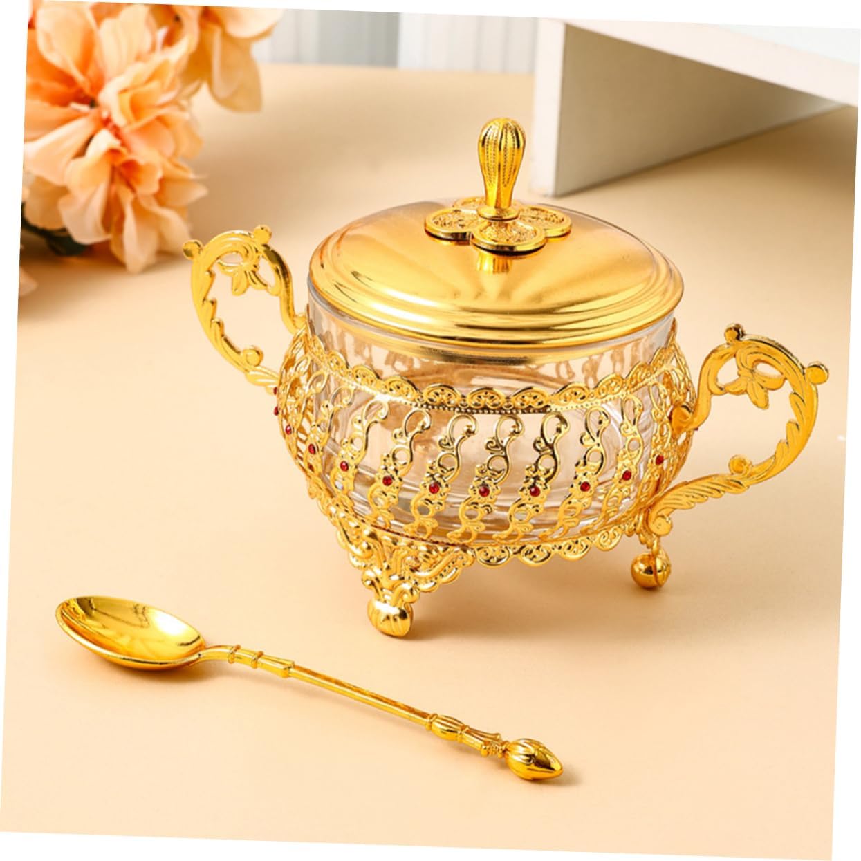 Sugar Bowl with Lid and Spoon  - огляд і ціна Kitchen Gadgets Gold