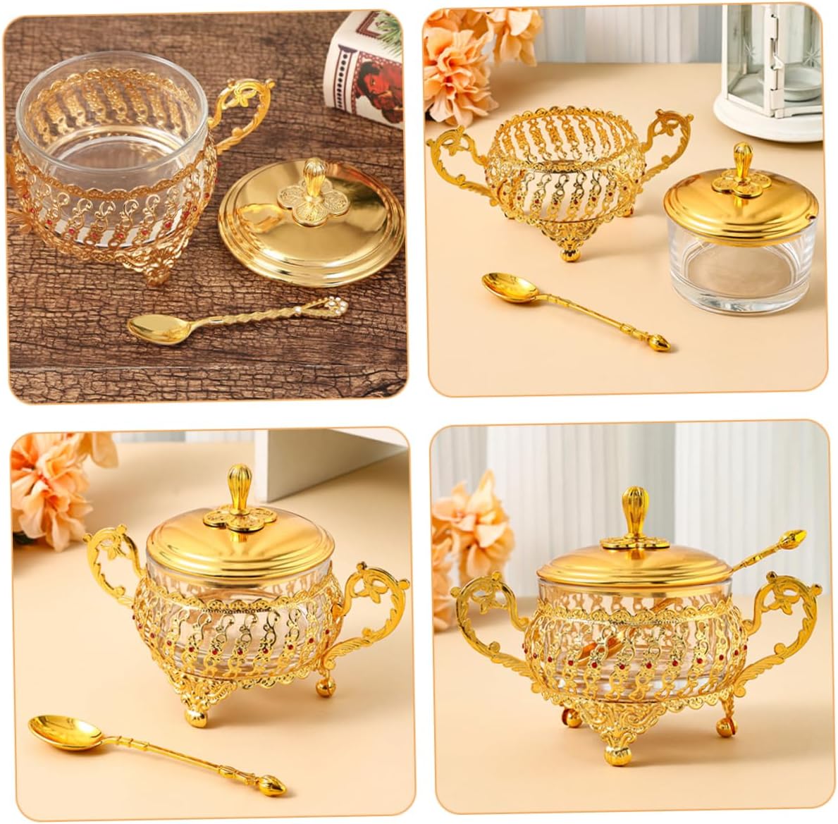 Sugar Bowl with Lid and Spoon  - огляд і ціна Kitchen Gadgets Gold